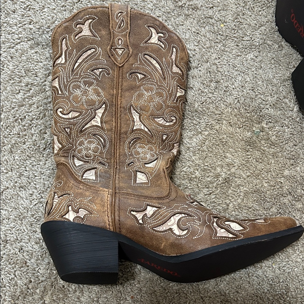 Laredo Brown Embroidered Heeled Boots